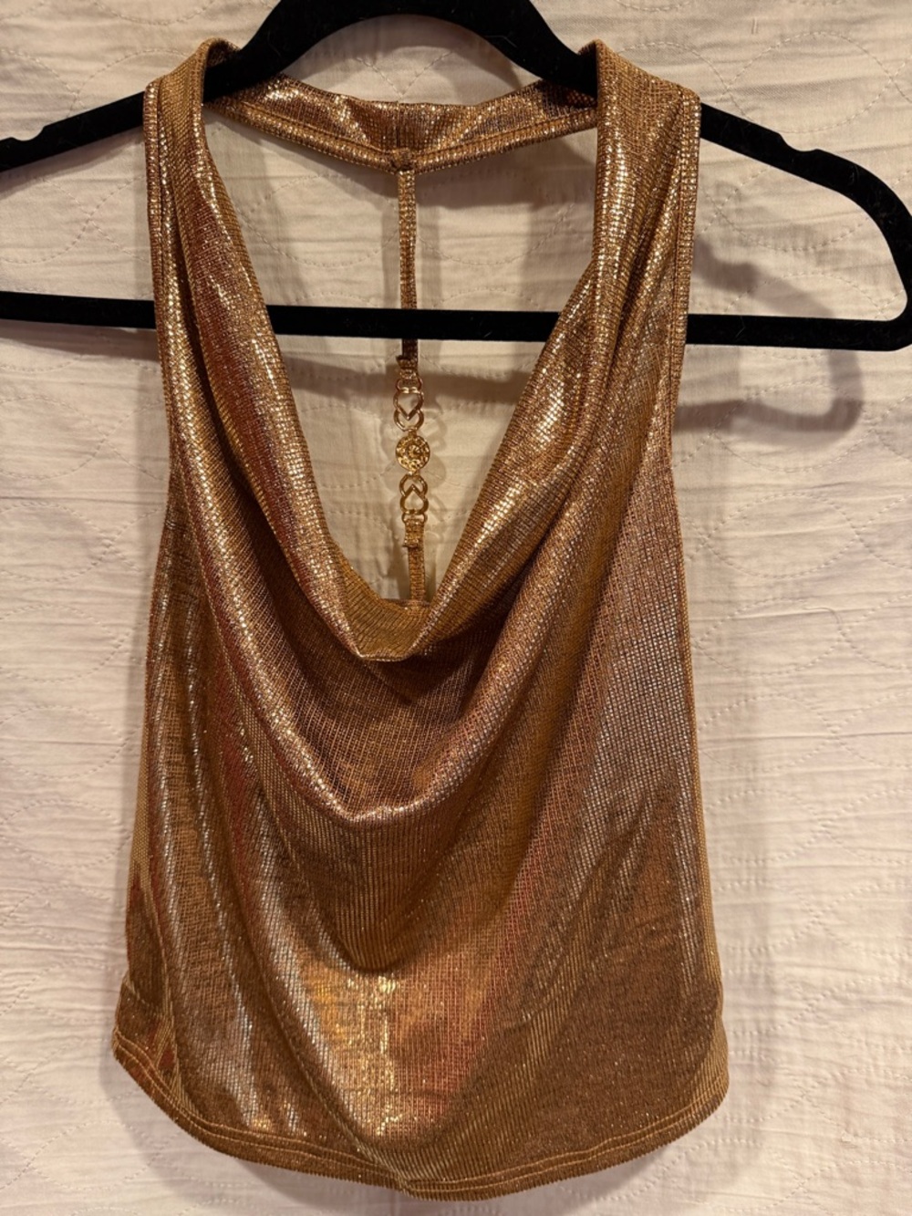 SHEIN Metallic Gold Cowl Neck Camisole